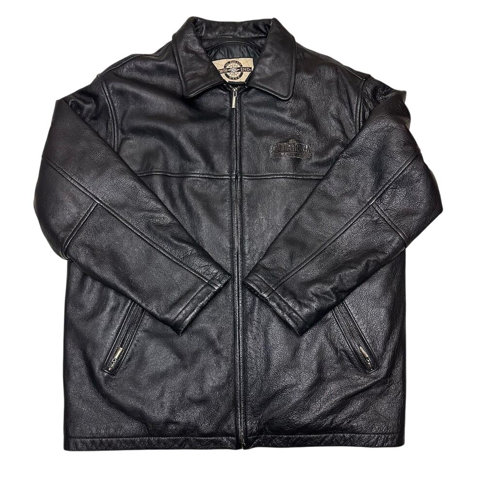 Vintage North End Men's Leather Jacket Size L Collared California Hotel